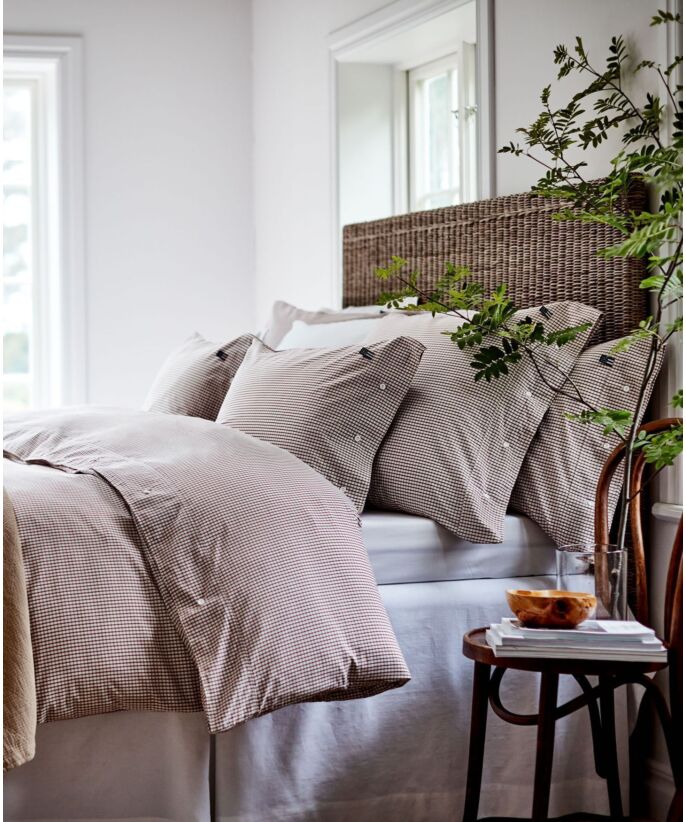 Lexington Dynetrekk Grå rutet bomullspoplin