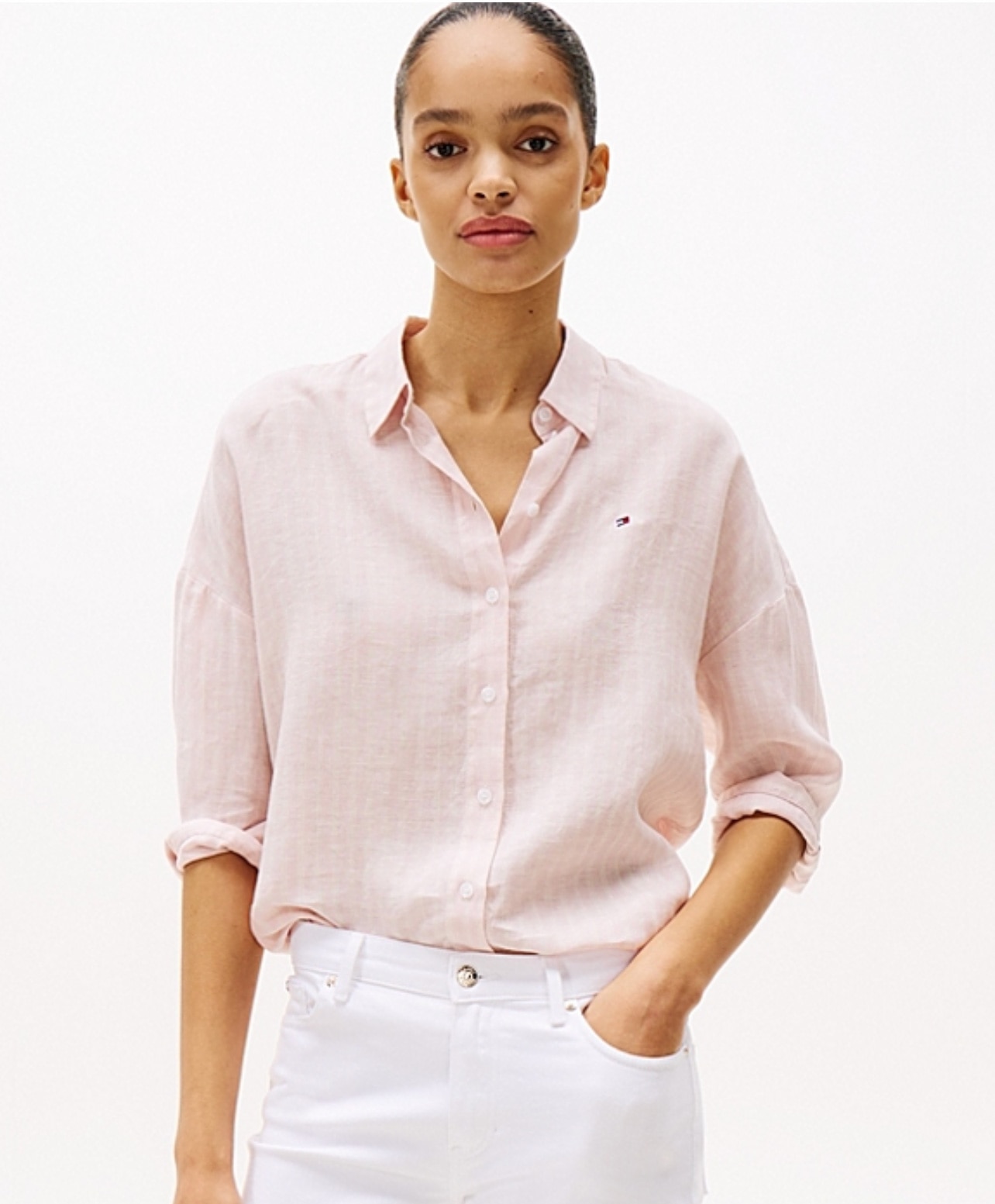 Tommy Hilfiger Linen Loose 3-4 Sleeve Shirt