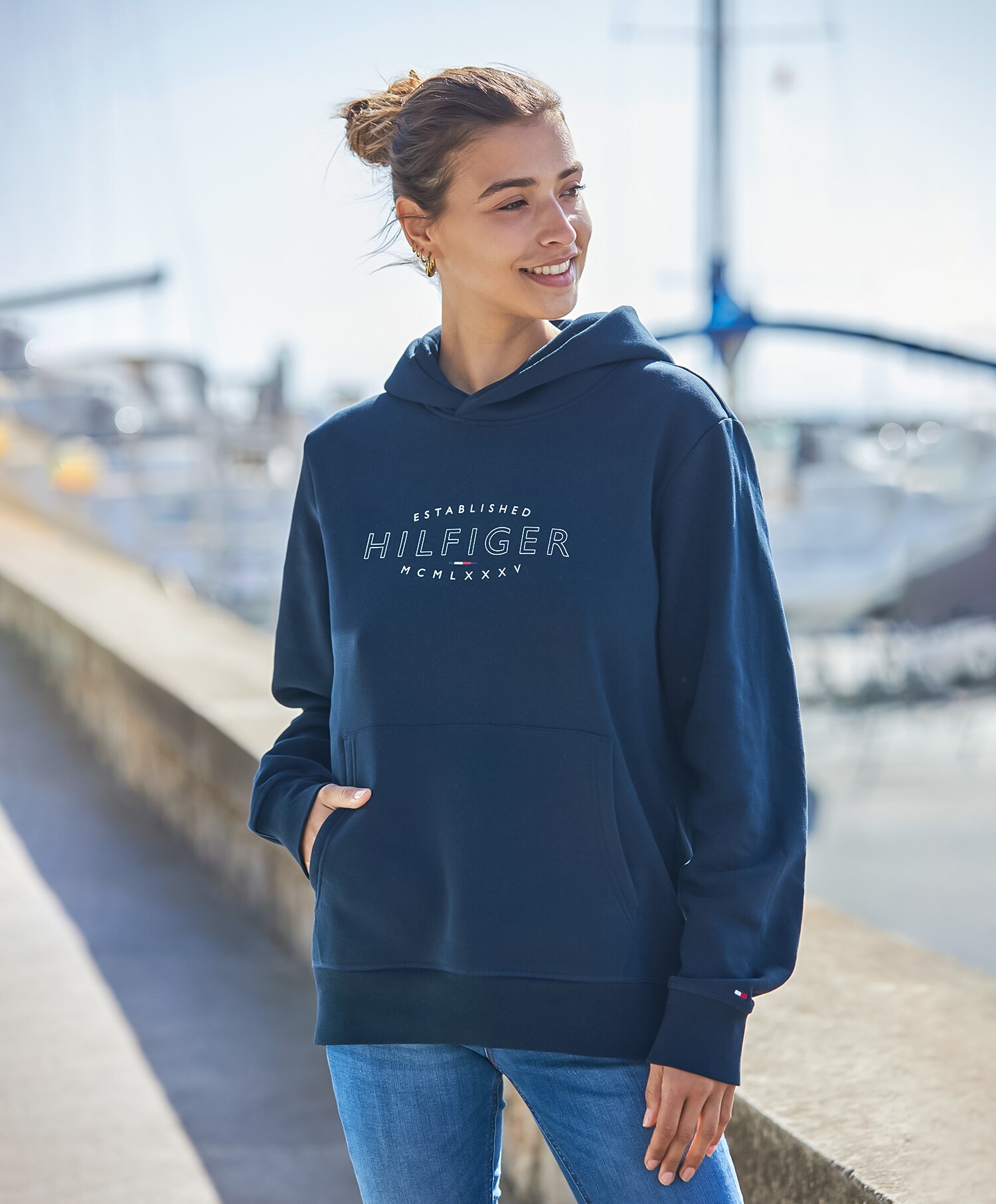 Hilfiger Curve Logo Hettegenser