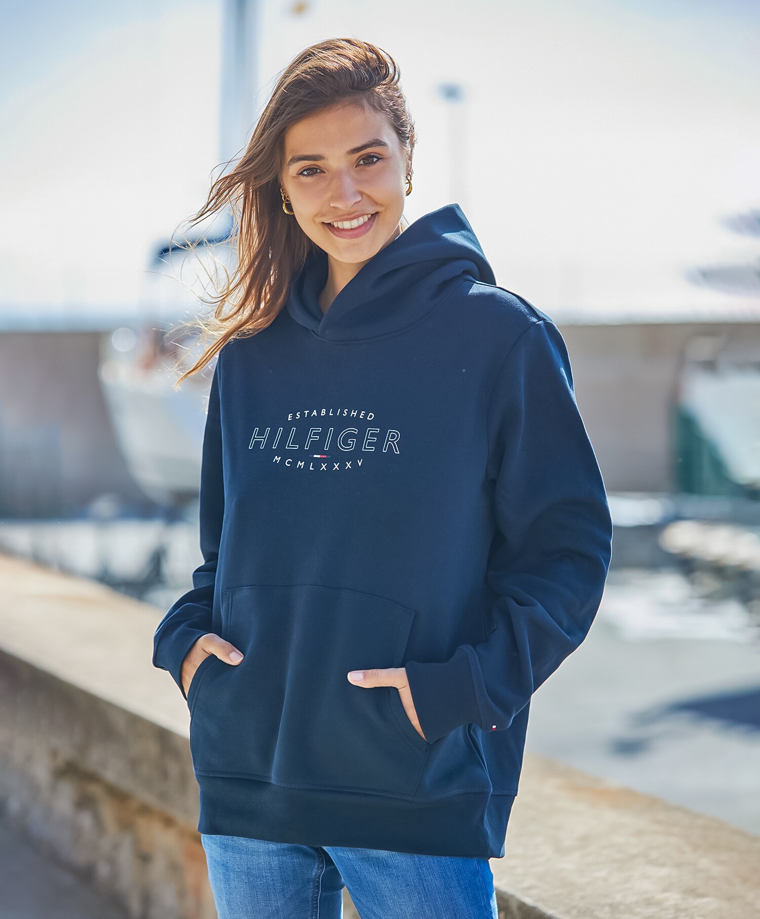 Hilfiger Curve Logo Hettegenser