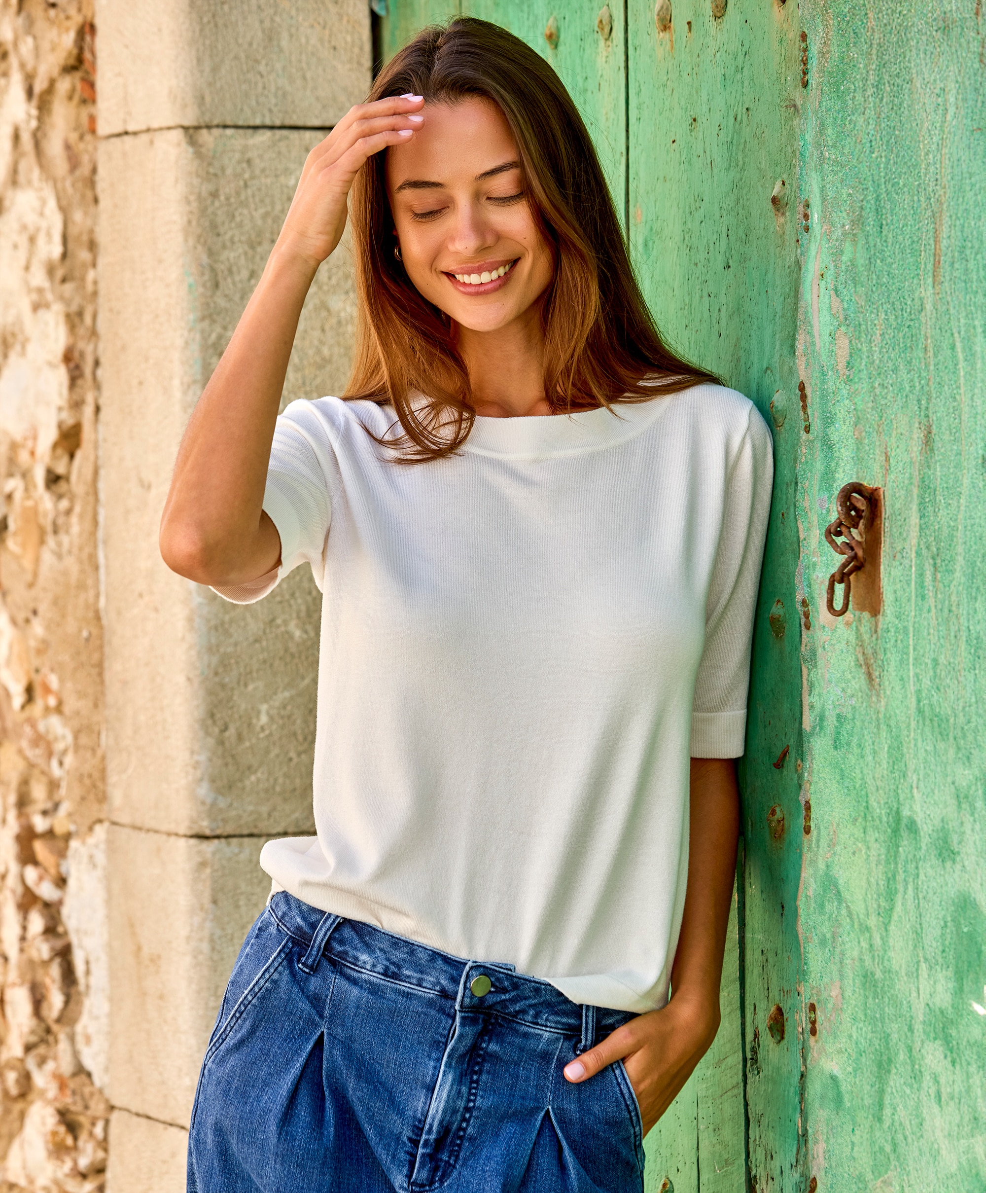 Kaffe Lizza boatneck solid topp