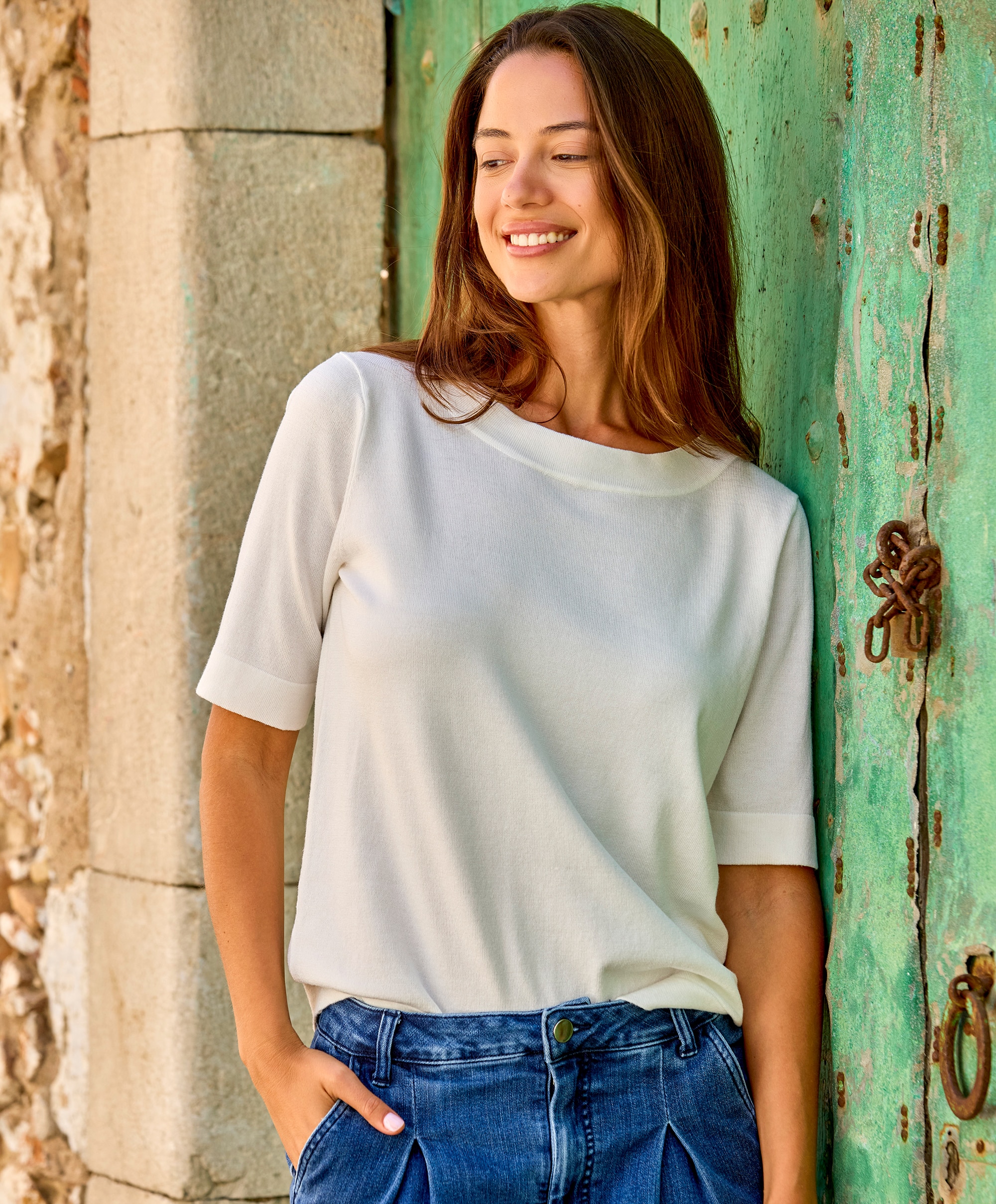 Kaffe Lizza boatneck solid topp