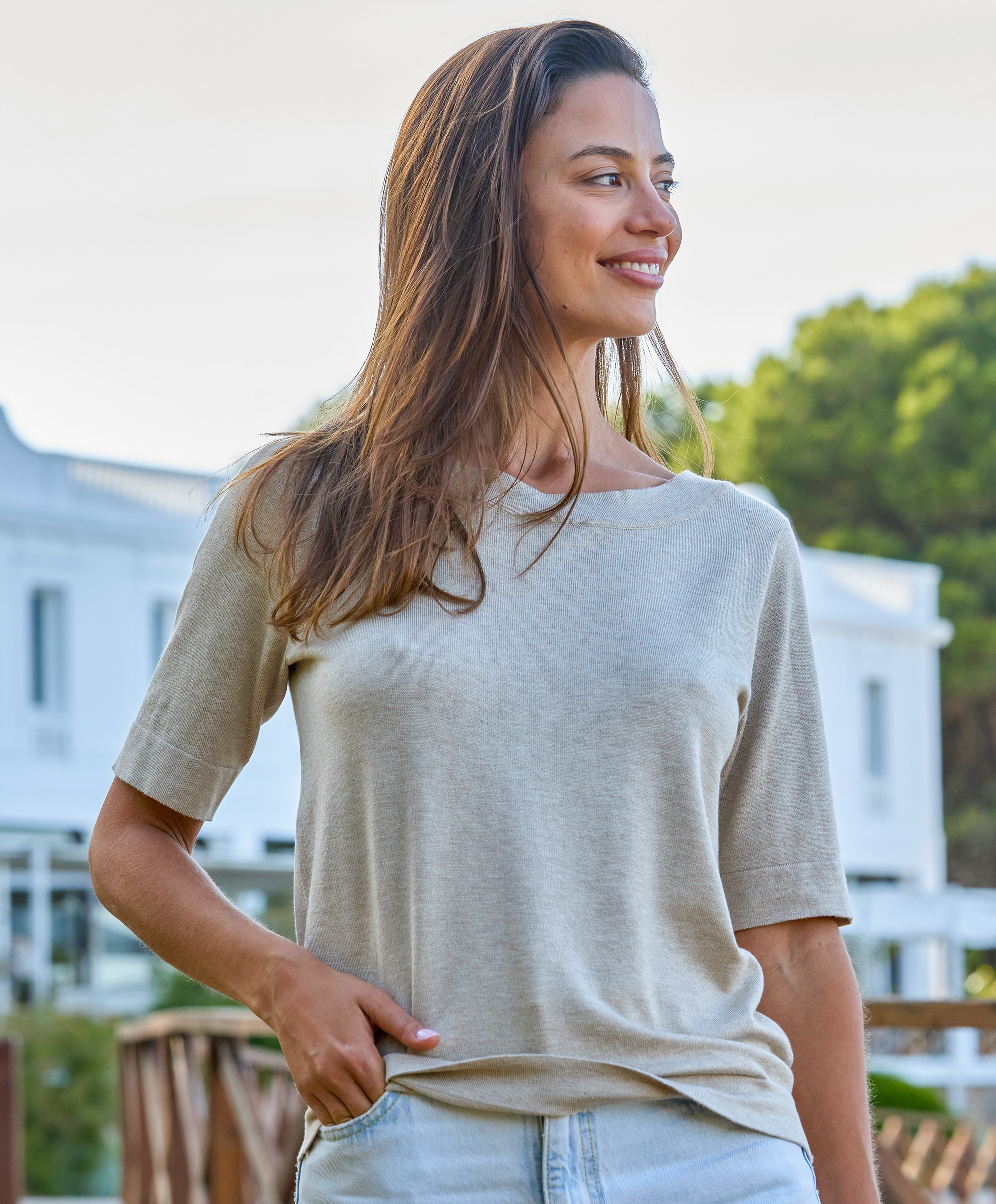 Kaffe Lizza boatneck solid topp