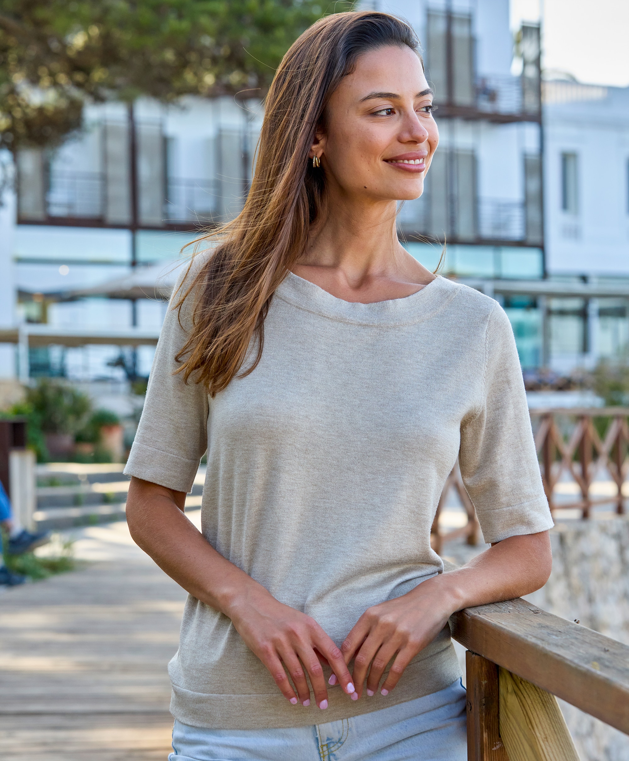 Kaffe Lizza boatneck solid topp