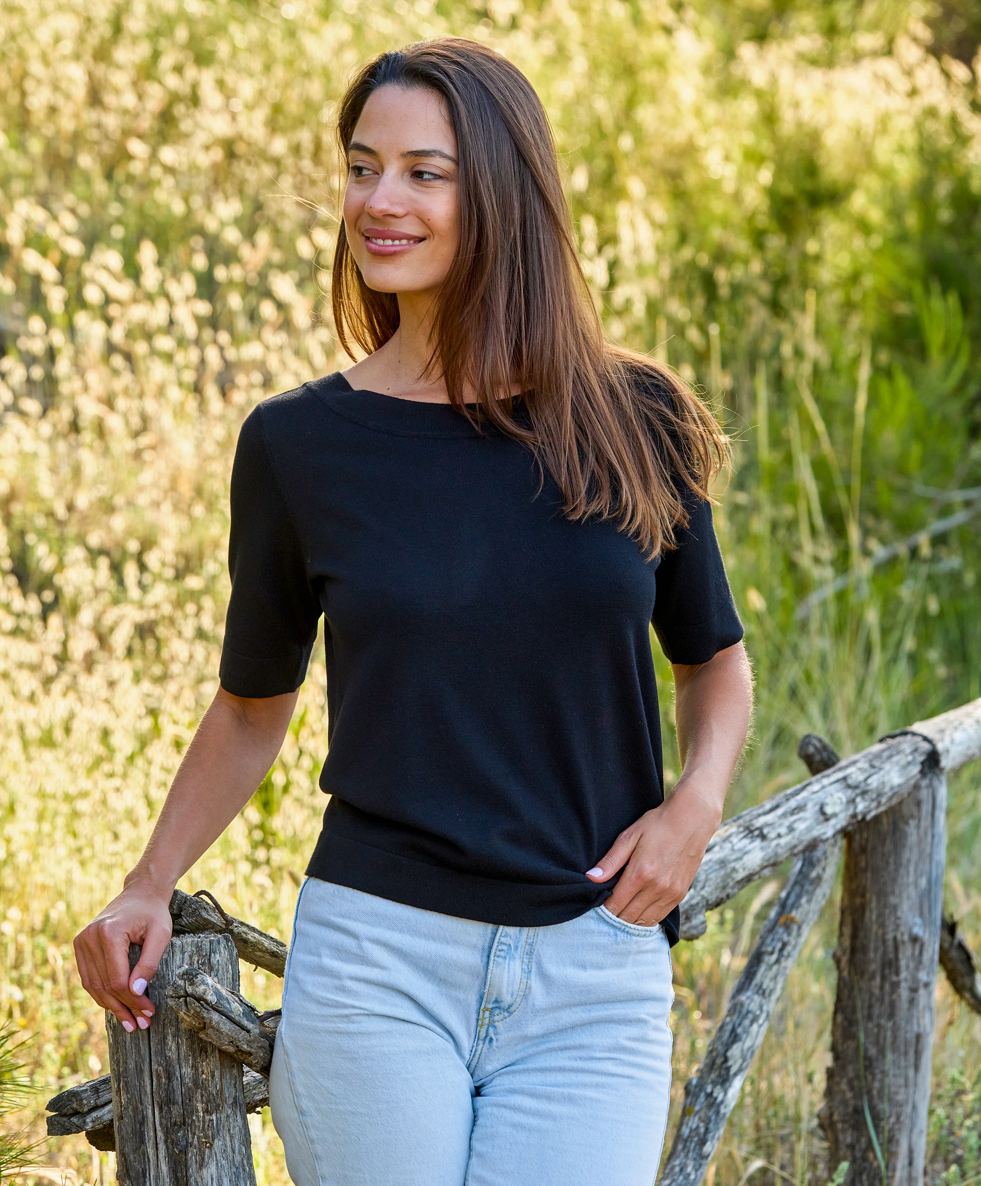 Kaffe Lizza boatneck solid topp